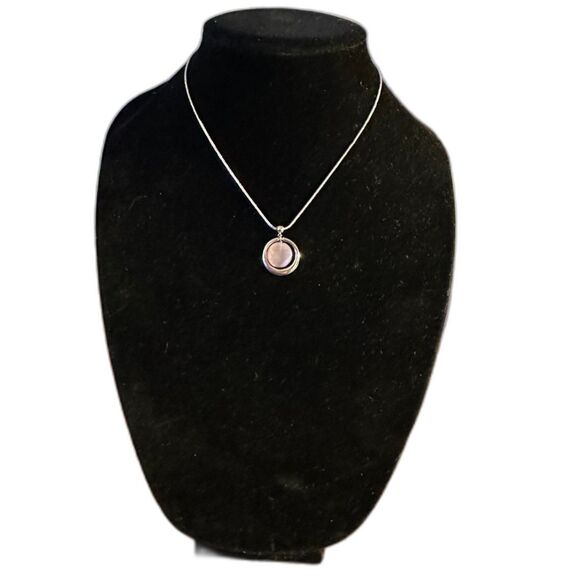 Lia Sophia Silver Tone Pink Stone Pendant - Picture 1 of 4